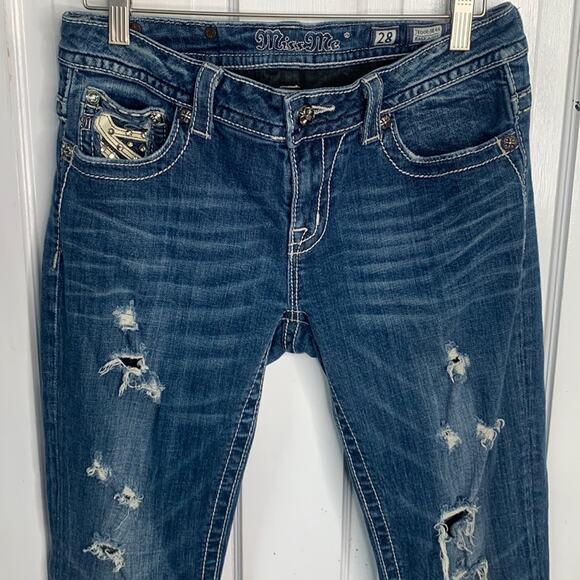 Miss Me Buckle Easy Boot Cut Stretch Bling Pocket Distressed Jeans W-860 Sz 28 - Picture 2 of 13